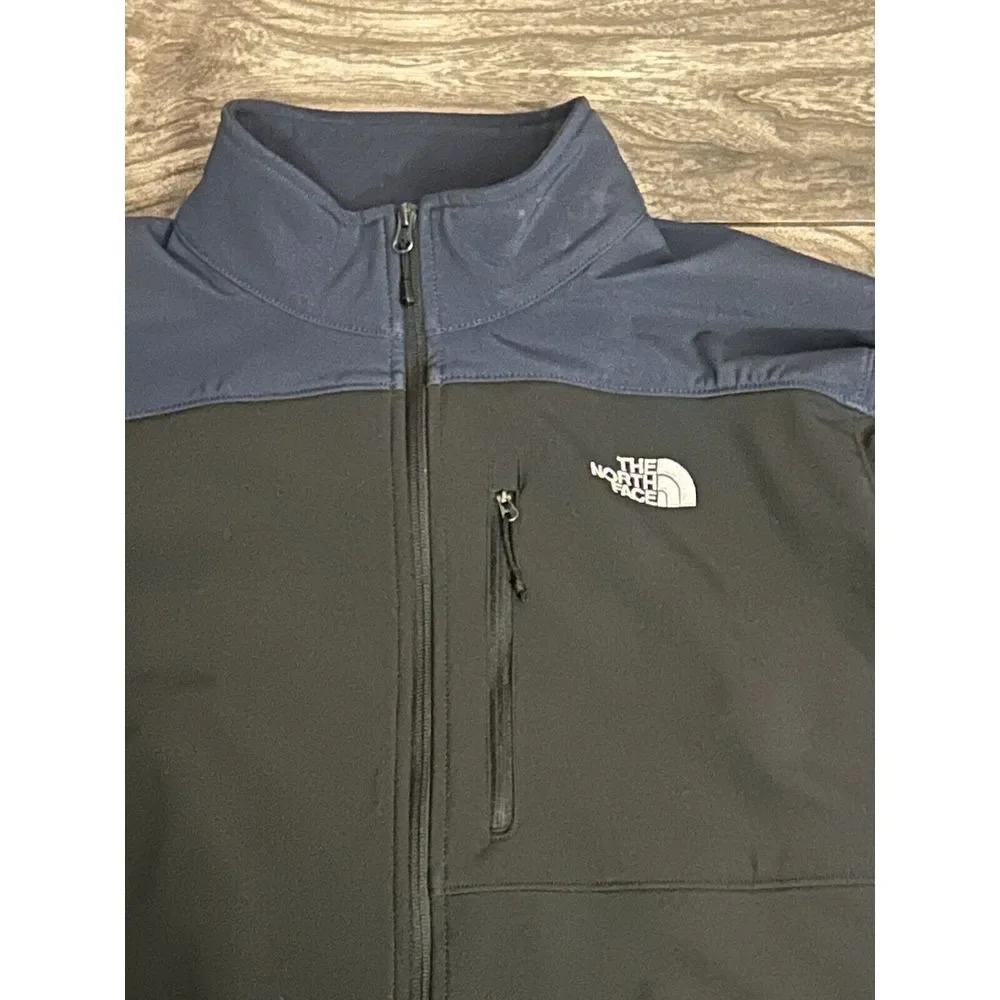 The North Face TNF Soft Shell Mens XL Jacket Mock Neck Blue Black‎